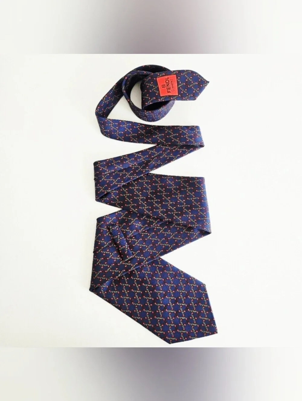 Fendi Navy Blue Silk Neck Tie